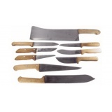 Ножевой боенский инструмент (комплект 28 шт) Клинки ножей изготовлены из инструментальной стали  Материал ручек - дерево