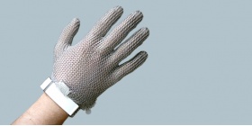 Кольчужная перчатка без отворота на текстильном ремешке | Giesser, Niroflex, Euroflex, Heilemann